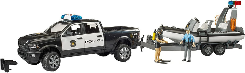 Bruder RAM 2500 Police Pickup with L + S Module Trailer & Boat