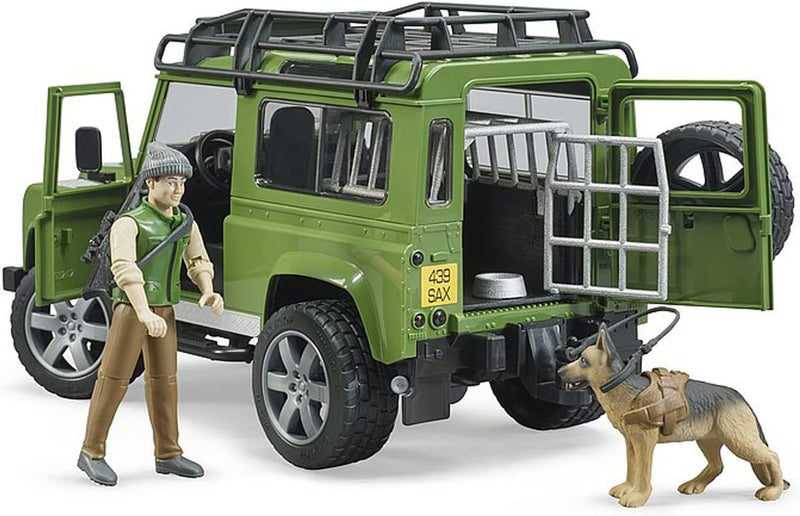 Bruder Land Rover Defender with Forester and Dog