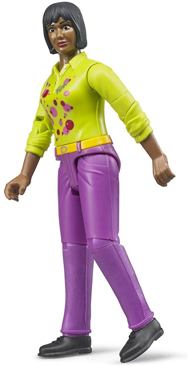 Bruder Woman Action Figure with Dark Skin, Turquoise Jeans, 60404