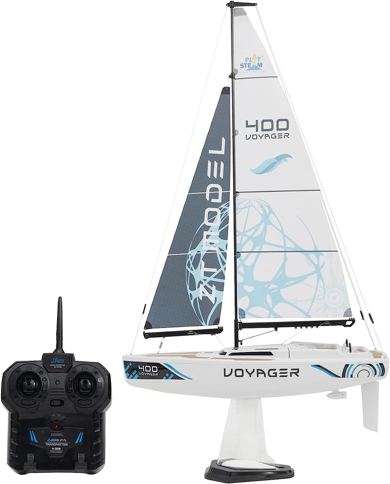 Playsteam Voyager 400 Motor-Power RC Sailboat - 26 in, Blue