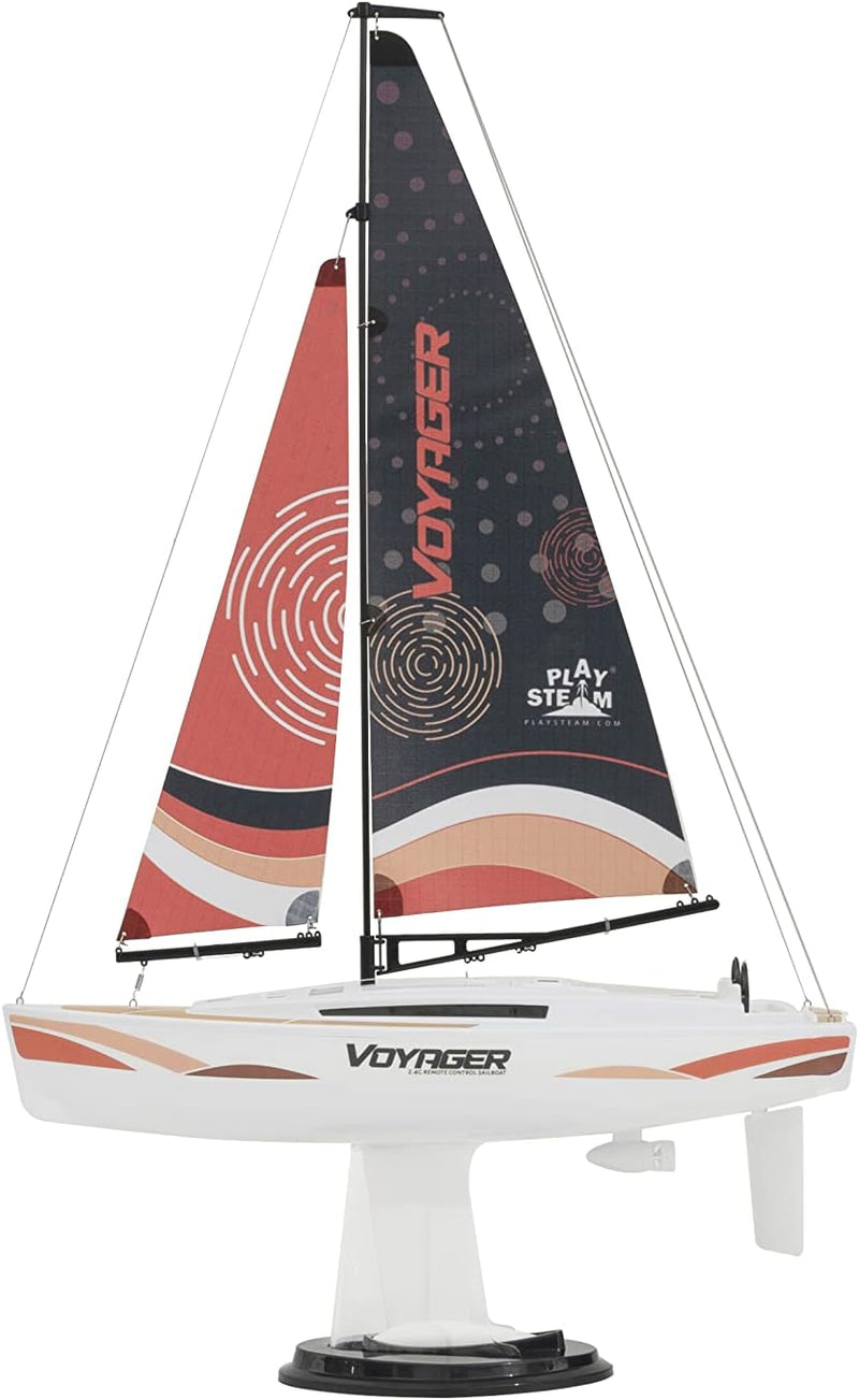 Playsteam Voyager 280 Motor-Power RC Sailboat - 17.5 in, Red