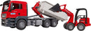 Bruder MAN TGS Truck with Roll-off Container and Schaeffer Loader