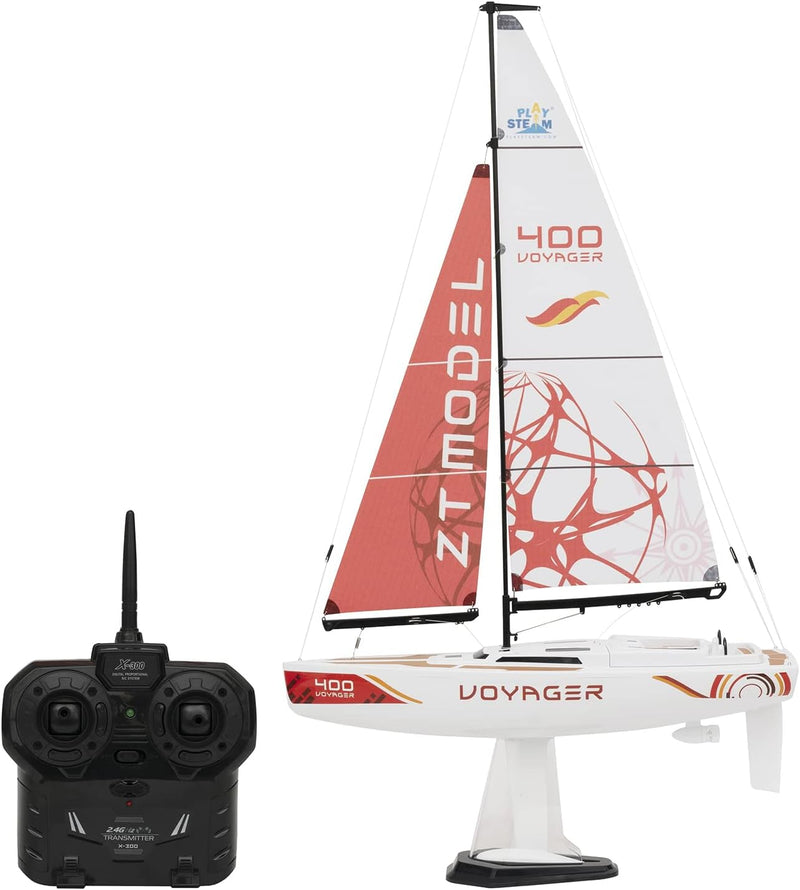 Playsteam Voyager 400 Motor-Power RC Sailboat - 26 in, Red