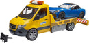Bruder MB Sprinter Transporter Flatbed Tow Truck and Roadster, Light & Sound Module