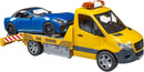 Bruder MB Sprinter Transporter Flatbed Tow Truck and Roadster, Light & Sound Module