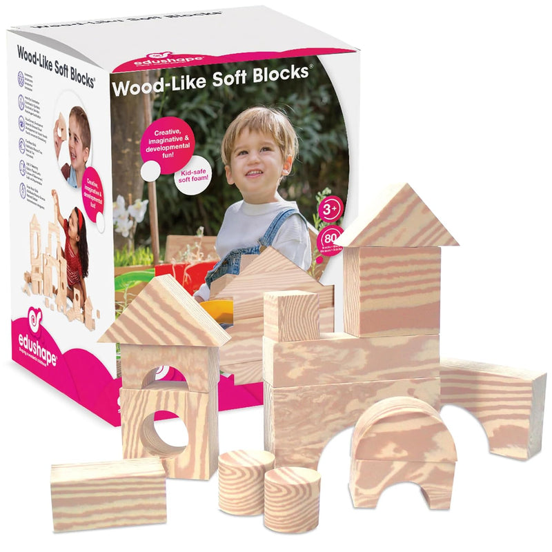 Edushape Wood Like Soft Blocks - 80 Piece