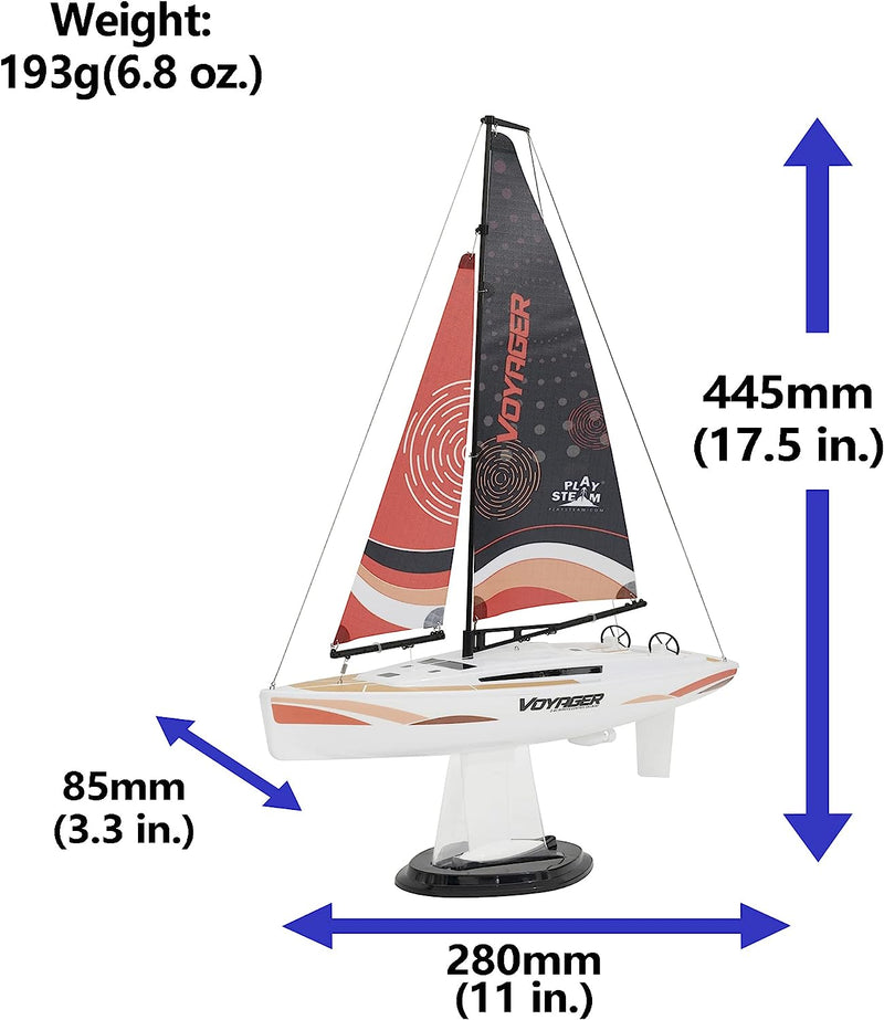 Playsteam Voyager 280 Motor-Power RC Sailboat - 17.5 in, Red