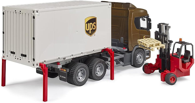 Bruder Scania Super 560R UPS Logistics Truck with Forklift