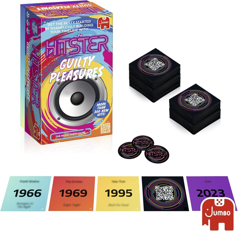 Jumbo Hitster – Guilty Pleasures, Fun Music Quiz Family Card Game (US Edition)