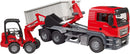 Bruder MAN TGS Truck with Roll-off Container and Schaeffer Loader