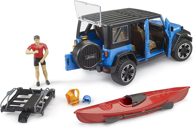 Bruder Jeep Wrangler Rubicon Unlimited with Kayak and Kayaker