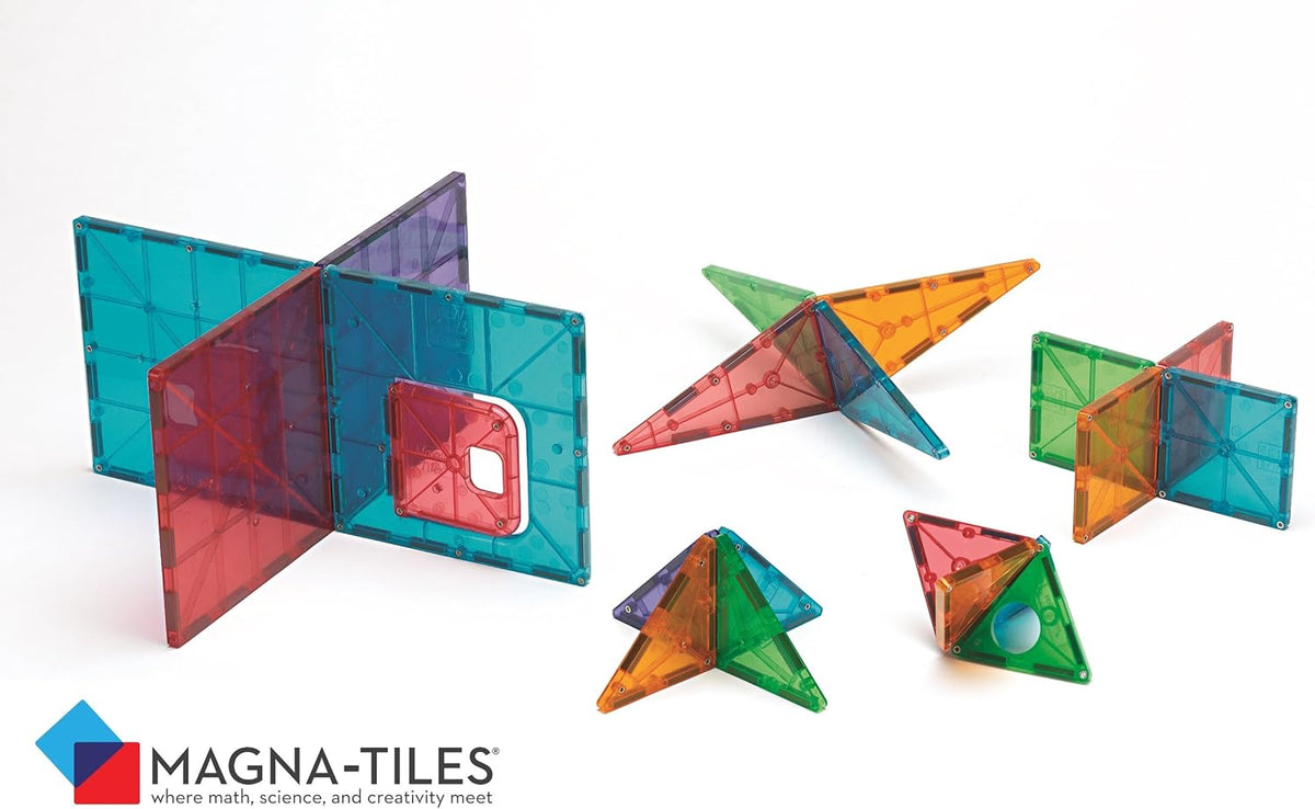 MAGNA-TILES DX Clear Colors Magnetic Construction Deluxe Set