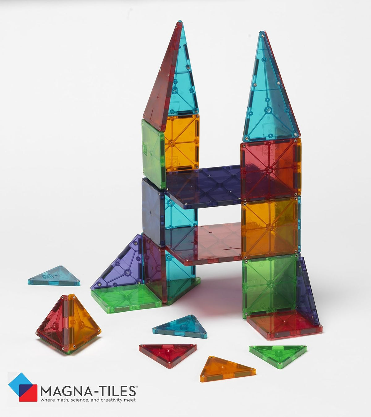 MAGNA-TILES DX Clear Colors Magnetic Construction Deluxe Set