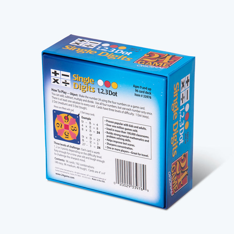 24 Game Single Digits Math Card Game - 96 Card Pack