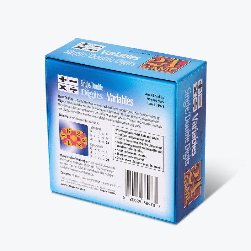24 Game Variables Math Card Game - 96 Card Pack