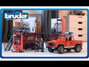 Bruder Firestation with Land Rover, bworld Fireman and Accessories