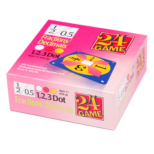 Example Math 24 Card Game Cards 24 Game Fractions and Decimals Math Card Game, 96 Card Pack