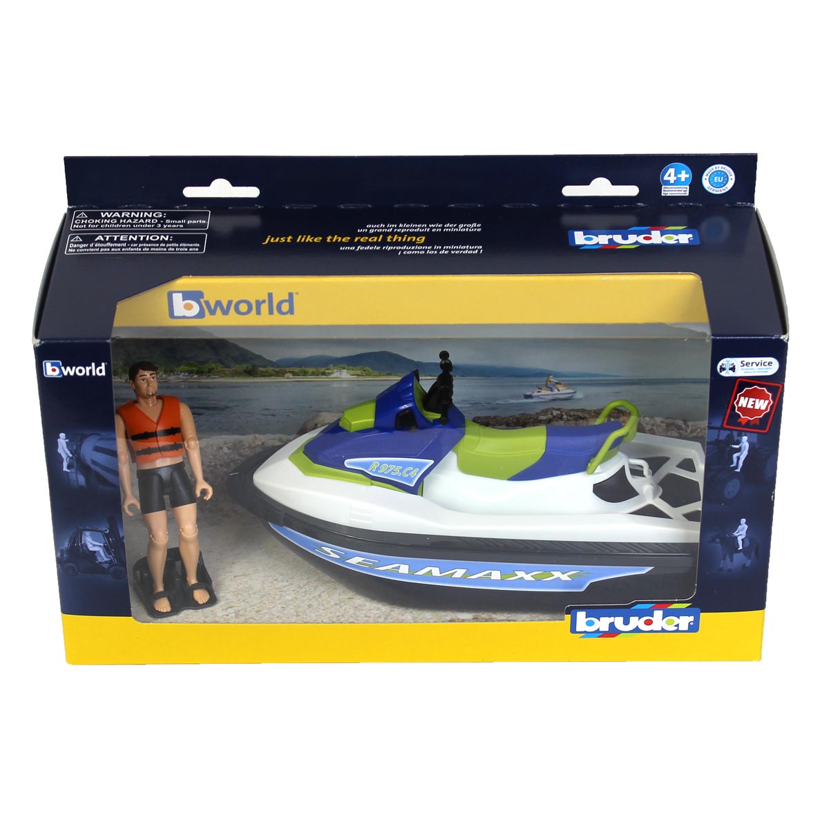 Bruder Bworld Personal Water Craft – Scooter Nautique Avec Figurine Pilote Et Gilet De Sauvetage, Flottant, Pour Deux Figurines. Jouet De Jeu Aquatique Pour Enfants Dès 3 Ans.