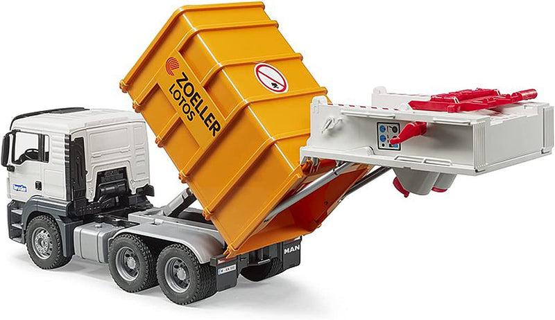 Bruder Man TGS Rear Loading Garbage Truck, Orange