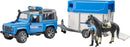Bruder Land Rover Police Truck with Horse Trailer, Horse and Policeman, Light and Sound Module