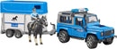 Bruder Land Rover Police Truck with Horse Trailer, Horse and Policeman, Light and Sound Module
