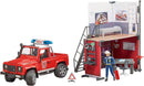 Bruder Firestation with Land Rover, bworld Fireman and Accessories