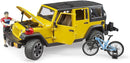 Bruder Jeep Wrangler Rubicon W Mountain bike and figure