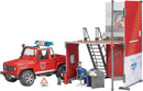 Bruder Firestation with Land Rover, bworld Fireman and Accessories