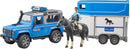 Bruder Land Rover Police Truck with Horse Trailer, Horse and Policeman, Light and Sound Module