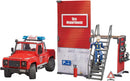 Bruder Firestation with Land Rover, bworld Fireman and Accessories