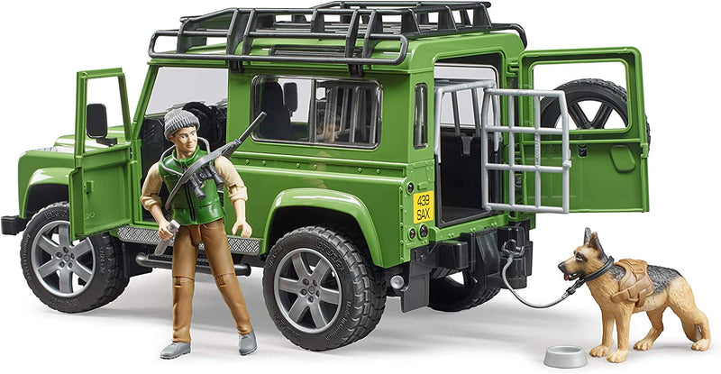 Bruder Land Rover Defender with Forester and Dog