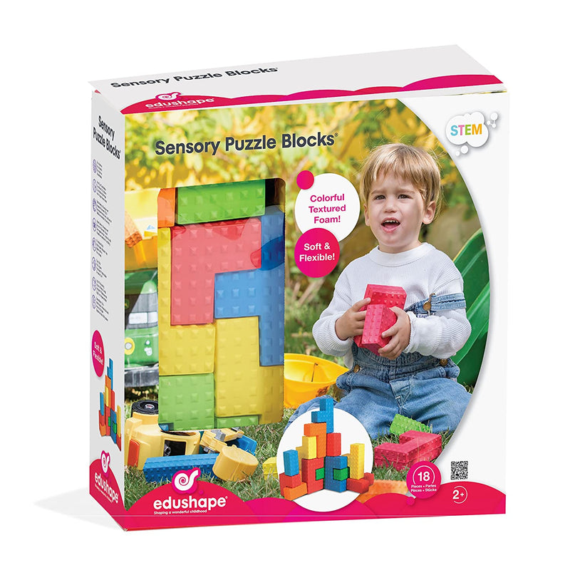 Edushape Easy Grip Puzzle Play Blocks - 18 Pieces