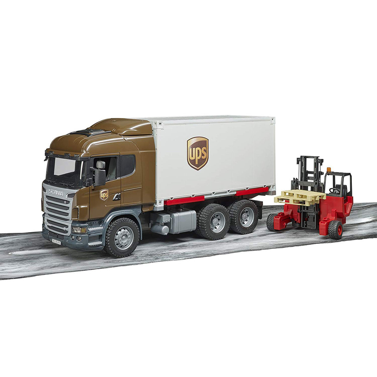 bruder トラック Bruder SCANIA R-Series UPS Logistics Box Truck with Forklift