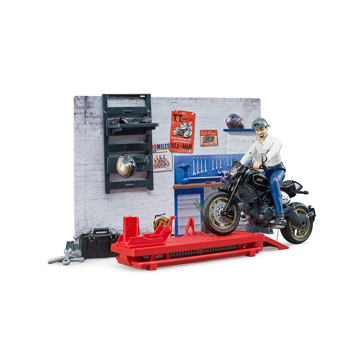 Bruder bworld Motorcycle Service Station Playset